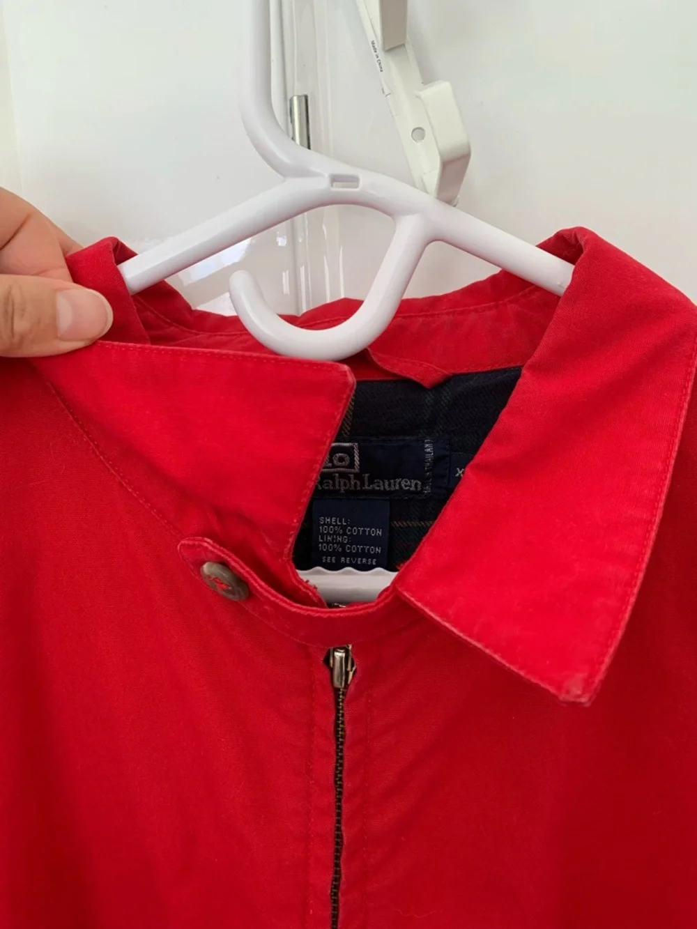 Polo Ralph Lauren 100% cotton Harrington Jacket Mens XL  Red Plaid Lined Pony - Picture 4 of 16